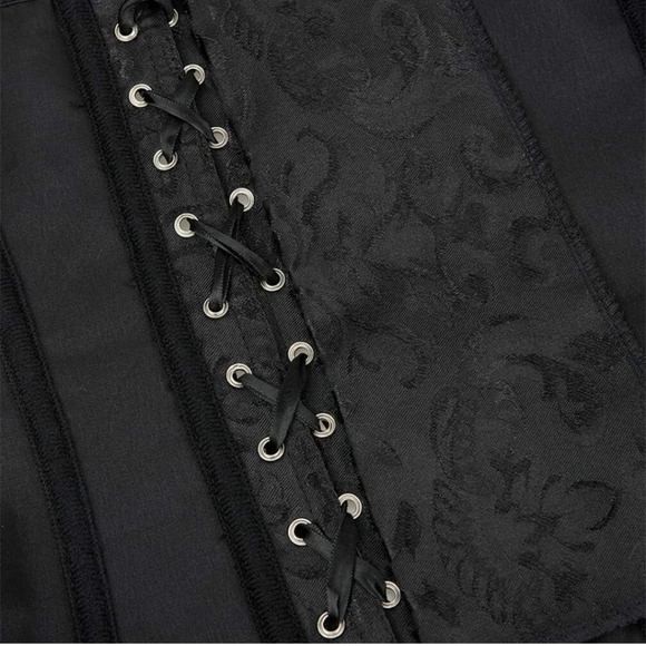 Women's Sexy Lacing Corset Top Satin Floral Boned Overbust Body Shaper Bustier - Picture 10 of 13